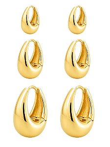 trio argolas gota lisa