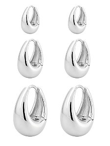 trio argolas gota lisa