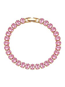 Pulseira riviera ovais cristal rosa