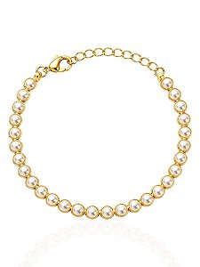 Pulseira perolas modernas gold