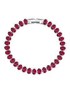 Pulseira riviera ovais cristal rosa