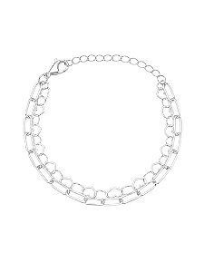 Pulseira dupla com elos e coração