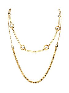COLAR DUPLO CORDÃO BAIANO E PEROLA GOLD