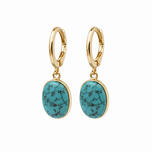 ARGOLA OVAL TURQUESA GOLD