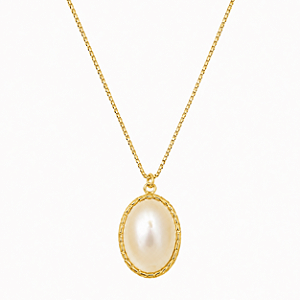 COLAR PEDRA OVAL PEROLADA GOLD