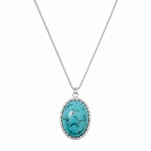 COLAR PEDRA OVAL TURQUESA