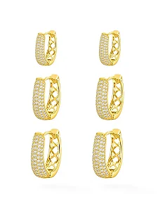 Trio Argola Cravejada gold