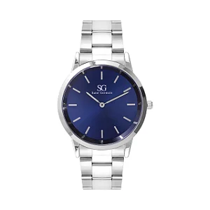Relógio Masculino Pulseira Prata Fundo Azul Belmont Blue Silver 40mm