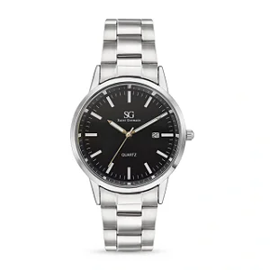 Relógio Masculino Belmont Date Pulseira Prata com Caixa Preta de 40mm