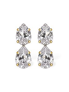 Brinco Gota Cristal Dupla