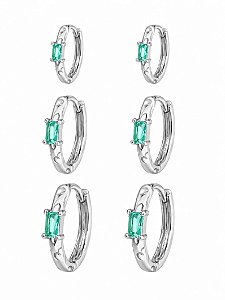 TRIO DE ARGOLA COM CRISTAL- TURMALINA