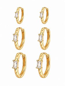 TRIO DE ARGOLA COM CRISTAL- CRISTAL