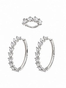 KIT ARGOLA COM PIERCING- CRISTAL