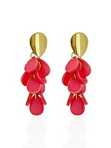 Brinco Ponteira de Gotas Resinadas- ROSA