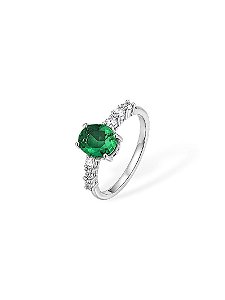 ANEL PEDRA OVAL- VERDE ESMERALDA