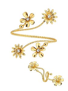CONJUNTO BRACELETE E ANEL FLOR