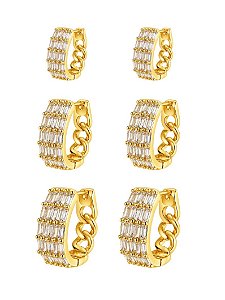 TRIO DE ARGOLAS NAVETE GOLD