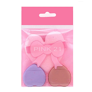 Kit 3 Esponjas Faciais Pink 21 | Coração