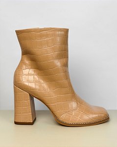 BOTA NUDE CROCO CANO CURTO BICO QUADRADO - ISIS