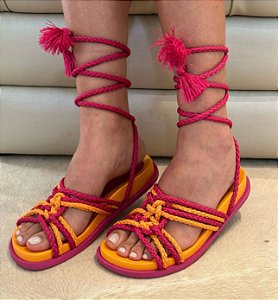 PAPETE MULTICOLOR TRANÇADA ROSA E LARANJA - LISA