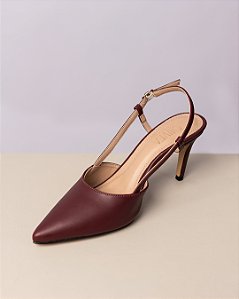SCARPIN SLINGBACK SALTO MÉDIO MARSALA - HELENA