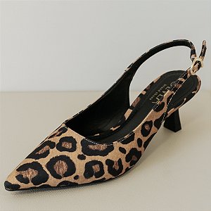 SCARPIN SLINGBACK ONÇA SALTO MÉDIO - VICKY
