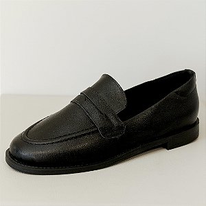 MOCASSIM PRETO SOLA PRETA COURO - NEW AMÁLIA