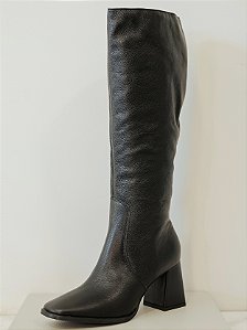 BOTA PRETA COURO CANO LONGO SALTO ALTO - MILA