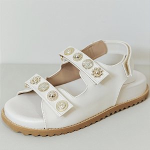 PAPETE OFF WHITE ENFEITE METALIZADO DOURADO VELCRO - EVE
