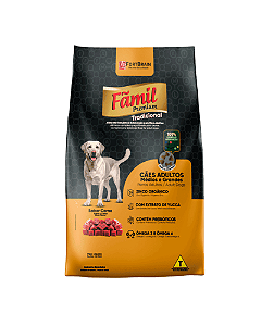 Ração Fãmil Premium para Cães Adultos Tradicional Sabor Carne