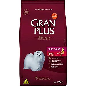 GranPlus Menu Adultos Pequenas e Minis Sabor Carne e Arroz 15kg