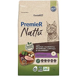 PremieR Nattú para Gatos Castrados 7,5kg