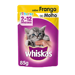 Ração Úmida Sachê Whiskas Frango ao Molho para Gatos Filhotes 85g