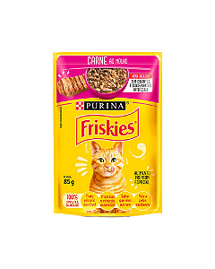 Ração Úmida Purina Nestlé Friskies Para Gatos Adultos Carne Ao Molho 85g