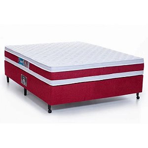 Cama Box + Colchão Castor Casal Red & White Double Face D45 138x188x54cm