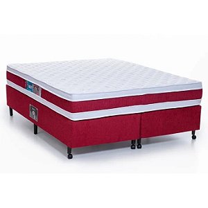 Cama Box + Colchão Castor King Red & White Double Face D45