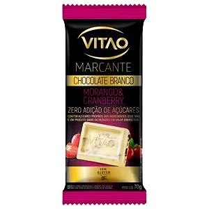 Barra de Chocolate Branco - Zero Açúcar - Morango e Cranberry - 70g
