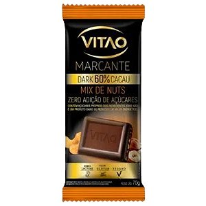 Barra de Chocolate - Zero Açúcar - Mix de Nuts - 60% Cacau - 70g