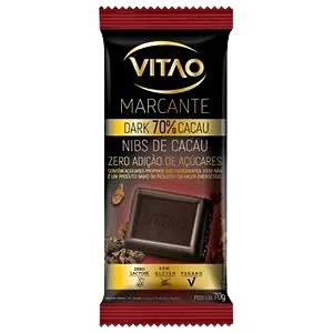 Barra de Chocolate - Zero Açúcar - Nibs de Cacau 70% - 70g