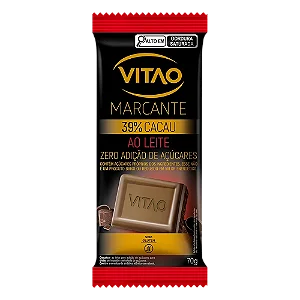 Chocolate ao Leite Zero Açúcar Vitao | Sabor Marcante 70g | 39% Cacau