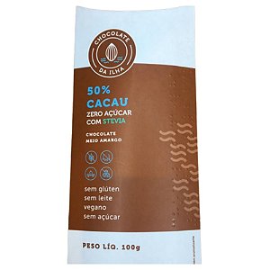 Barra de Cacau - Zero Açúcar com Stevia - 50% Cacau - 100g