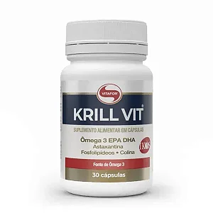 Suplemento Alimentar Vitafor Krill Vit (Ômega-3 EPA DHA + Astaxantina + Fosfolipídeos + Colina) - 30 Cápsulas