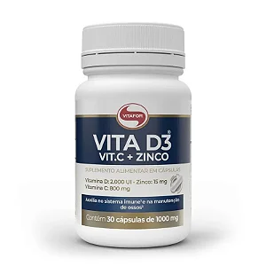 Suplemento Vita D3 + Vit.C + Zinco Vitafor - 30 Cápsulas (1000mg)