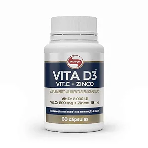 Suplemento Vita D3 + Vit.C + Zinco Vitafor - 60 Cápsulas (1000mg)