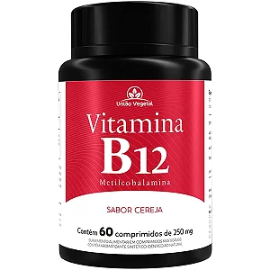 Vitamina B12 União Vegetal - 60 Cápsulas (250mg) (Sabor Cereja)