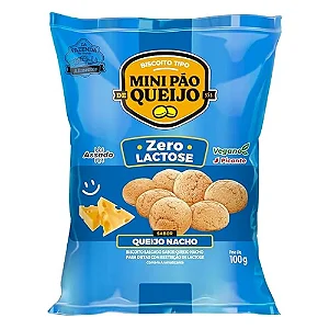 Biscoito Mini Pão Queijo Nacho 100g - Zero Lactose|Vegano|Picante