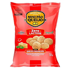 Biscoito Mini Pão Queijo 100g - Sabor Parmesão|Zero Lactose|Vegano|Picante