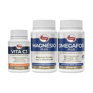 Kit Vitafor - Omegafor Plus 60 cápsulas + Magnésio Plus 90 cápsulas + Vita C3 60 cápsulas