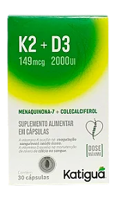 Vitamina K2 149mcg + D3 2000UI Katiguá 30 cápsulas