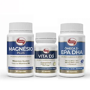 Kit Vitafor - EPA DHA 60 cápsulas + Magnésio Plus 90 cápsulas + Vita D3 60 cápsulas